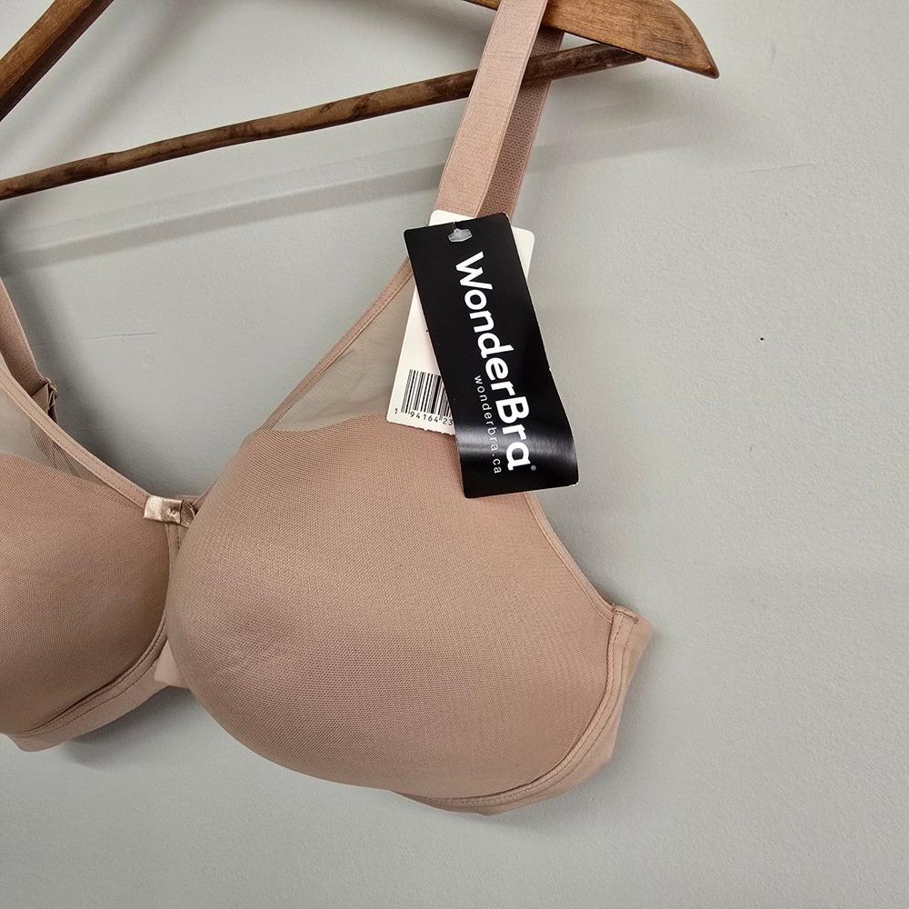Wonderbra 2 Ways to Wear Underwire Bra 40D Beige Mesh Trim Minimalist E2677H - Picture 5 of 14